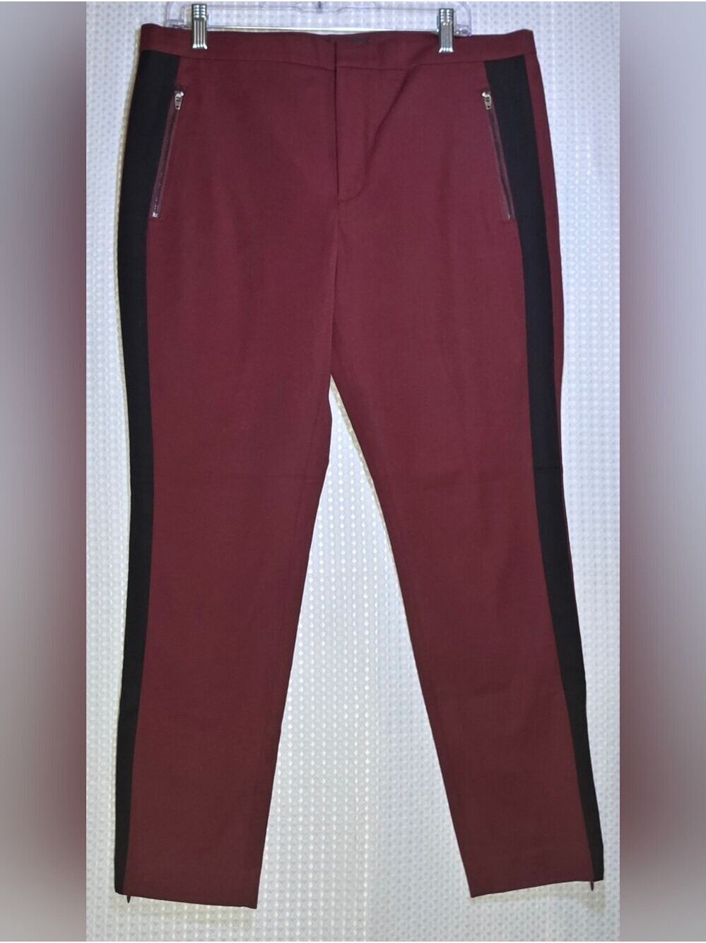 Banana Republic Burgundy Ankle Pants with Black Side Stripe - Picture 7 of 12